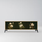 FLORAL NOIR TV-bänk med 3 dörrar i ekeffekt