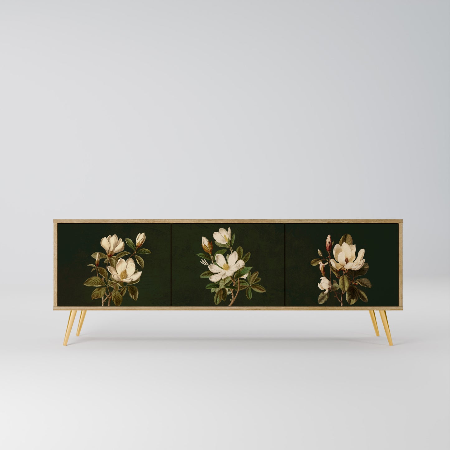 FLORAL NOIR 3-Door TV Stand in Oak Effect