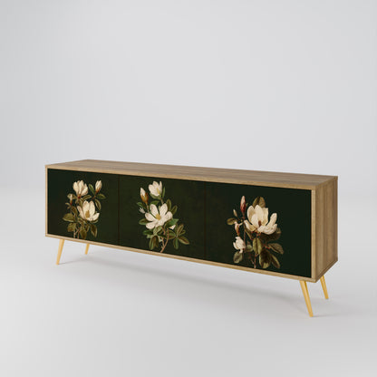 FLORAL NOIR 3-Door TV Stand in Oak Effect