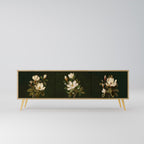 FLORAL NOIR TV-bänk med 3 dörrar i ekeffekt