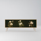 FLORAL NOIR TV-bänk med 3 dörrar i ekeffekt