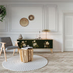 FLORAL NOIR TV-bänk med 3 dörrar i ekeffekt