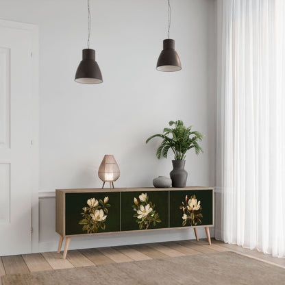 FLORAL NOIR 3-Door TV Stand in Oak Effect