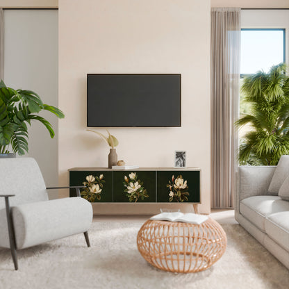 FLORAL NOIR 3-Door TV Stand in Oak Effect