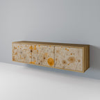 MORNING GLADE TV-bänk med 3 dörrar i ekeffekt