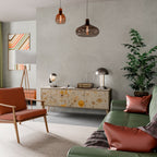 MORNING GLADE TV-bänk med 3 dörrar i ekeffekt