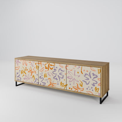SPRING WHIMSY 3-Door TV Stand in Oak Effect