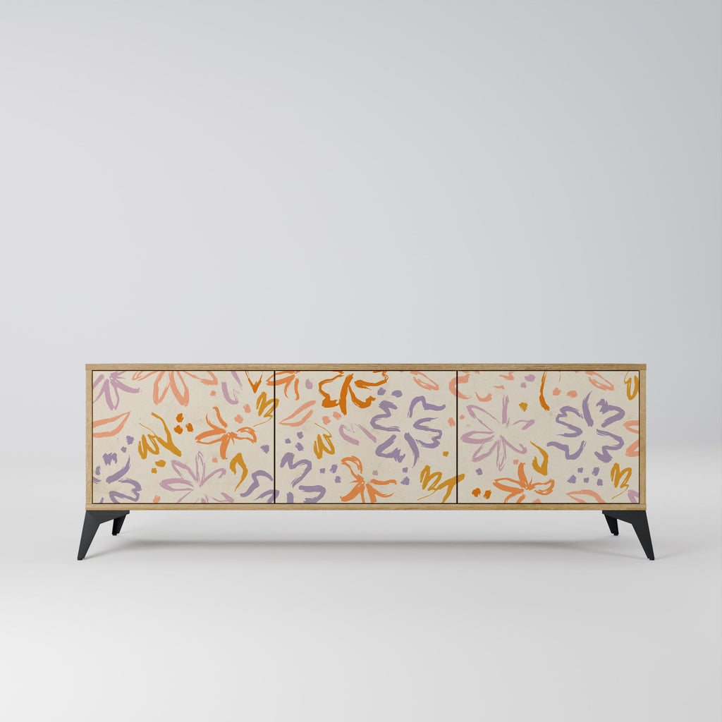SPRING WHIMSY TV-bänk med 3 dörrar i ekeffekt
