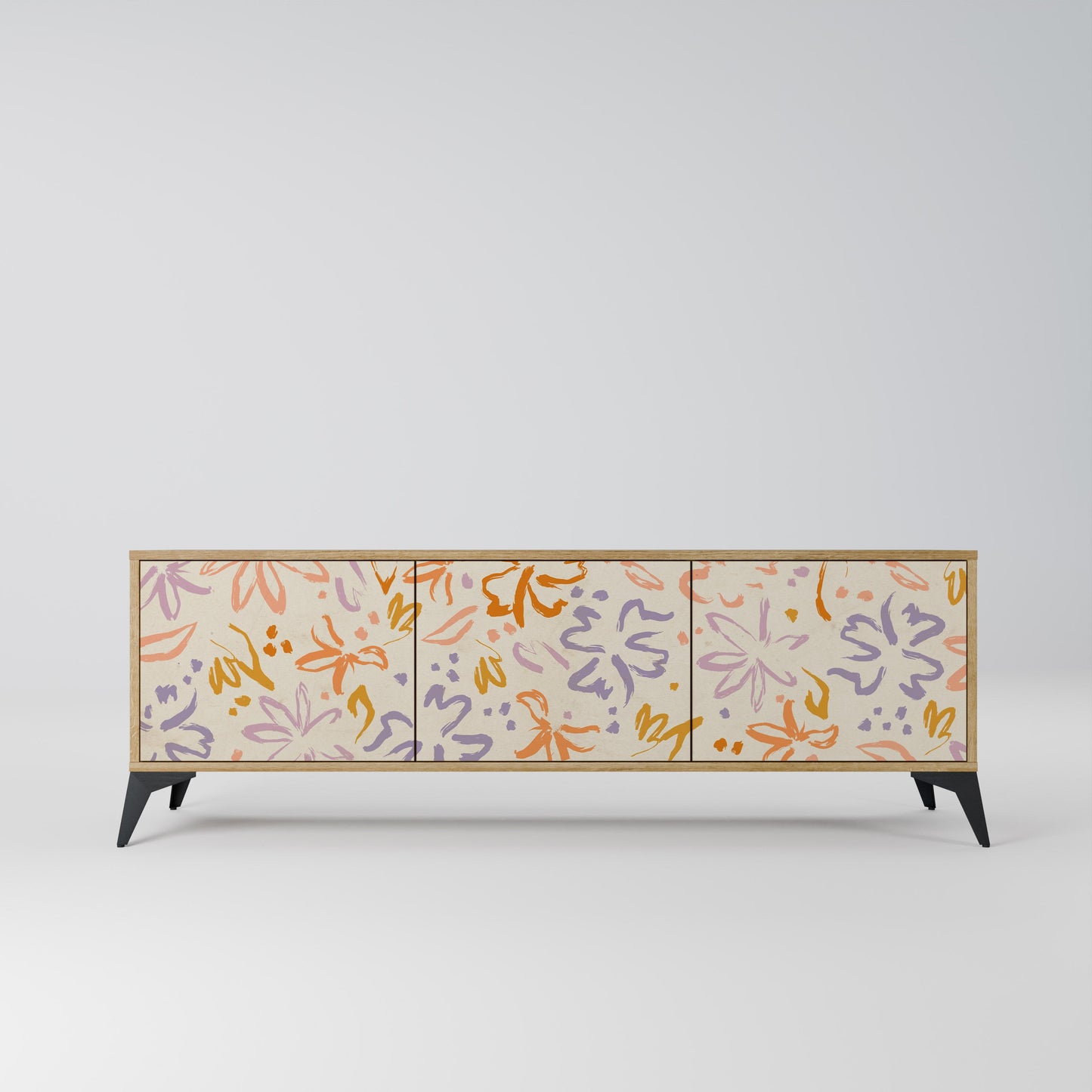 SPRING WHIMSY TV-bänk med 3 dörrar i ekeffekt