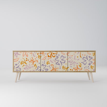 SPRING WHIMSY 3-Door TV Stand in Oak Effect