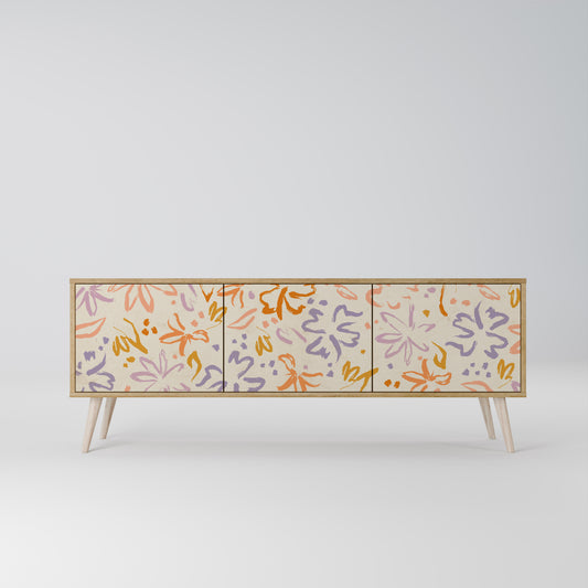 SPRING WHIMSY 3-Door TV Stand in Oak Effect