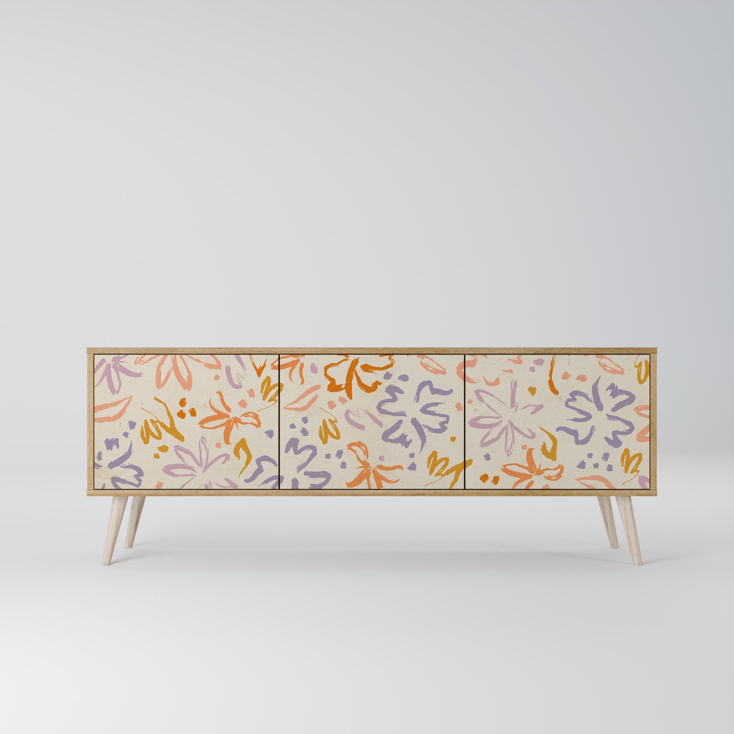 SPRING WHIMSY TV-bänk med 3 dörrar i ekeffekt