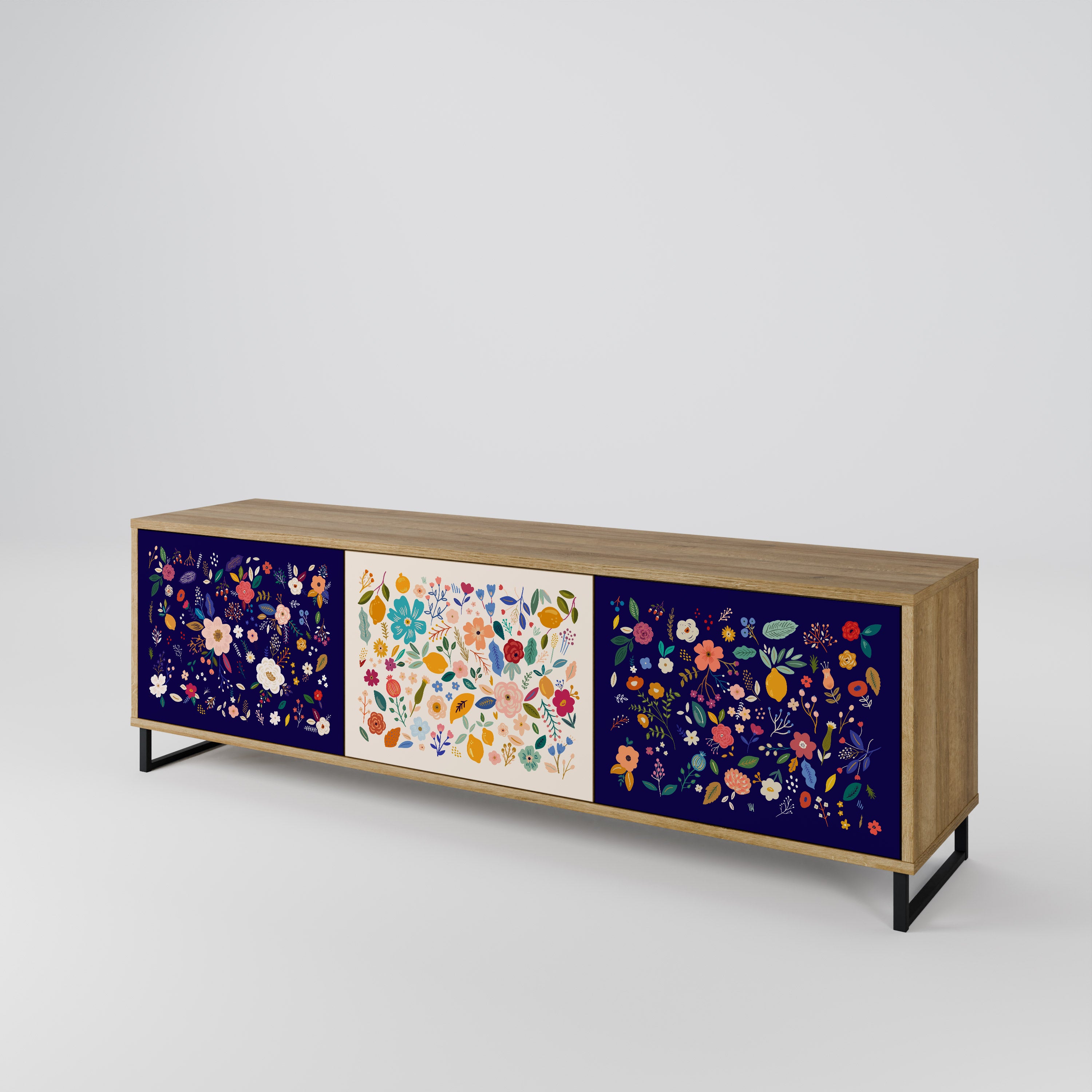 FLORAL COMBINATION 3-Door TV Cabinet