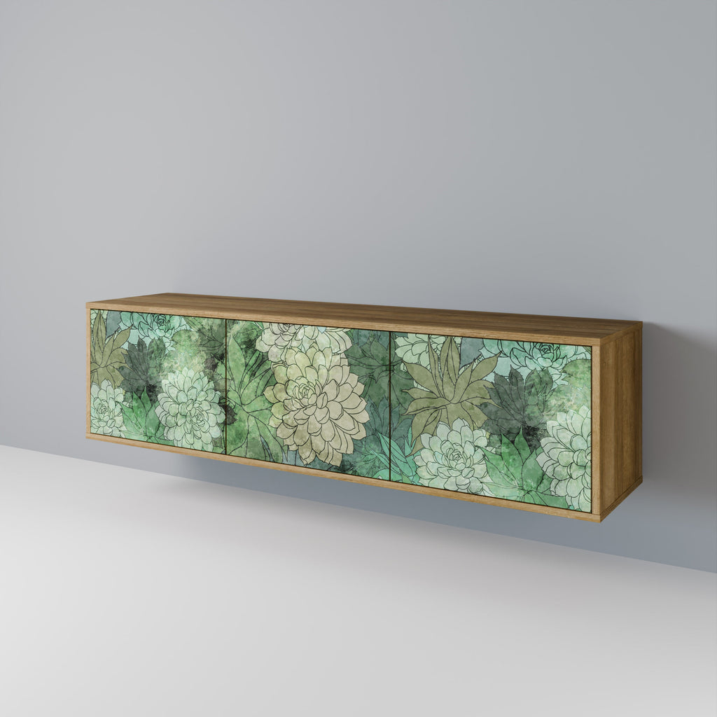 SUCCULENT CLUSTER TV-bänk med 3 dörrar i ekeffekt
