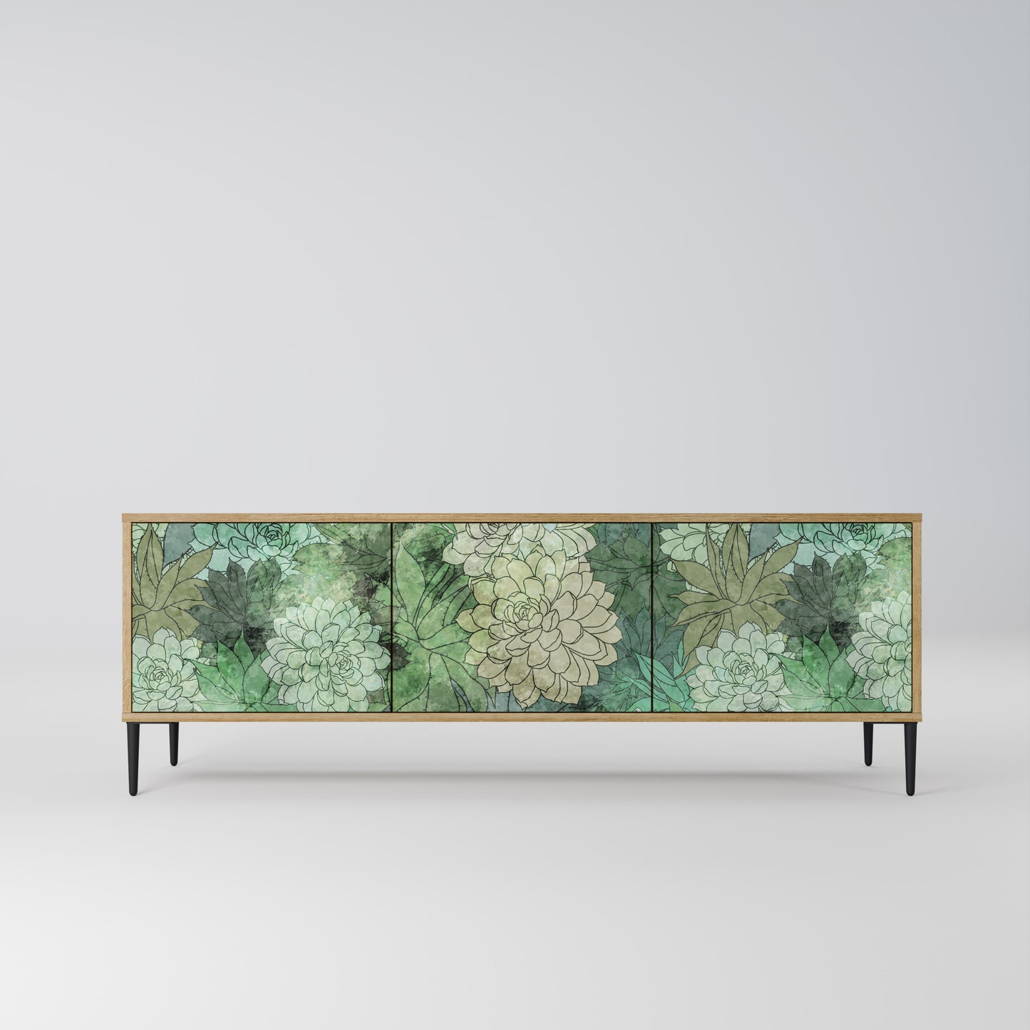 SUCCULENT CLUSTER TV-bänk med 3 dörrar i ekeffekt