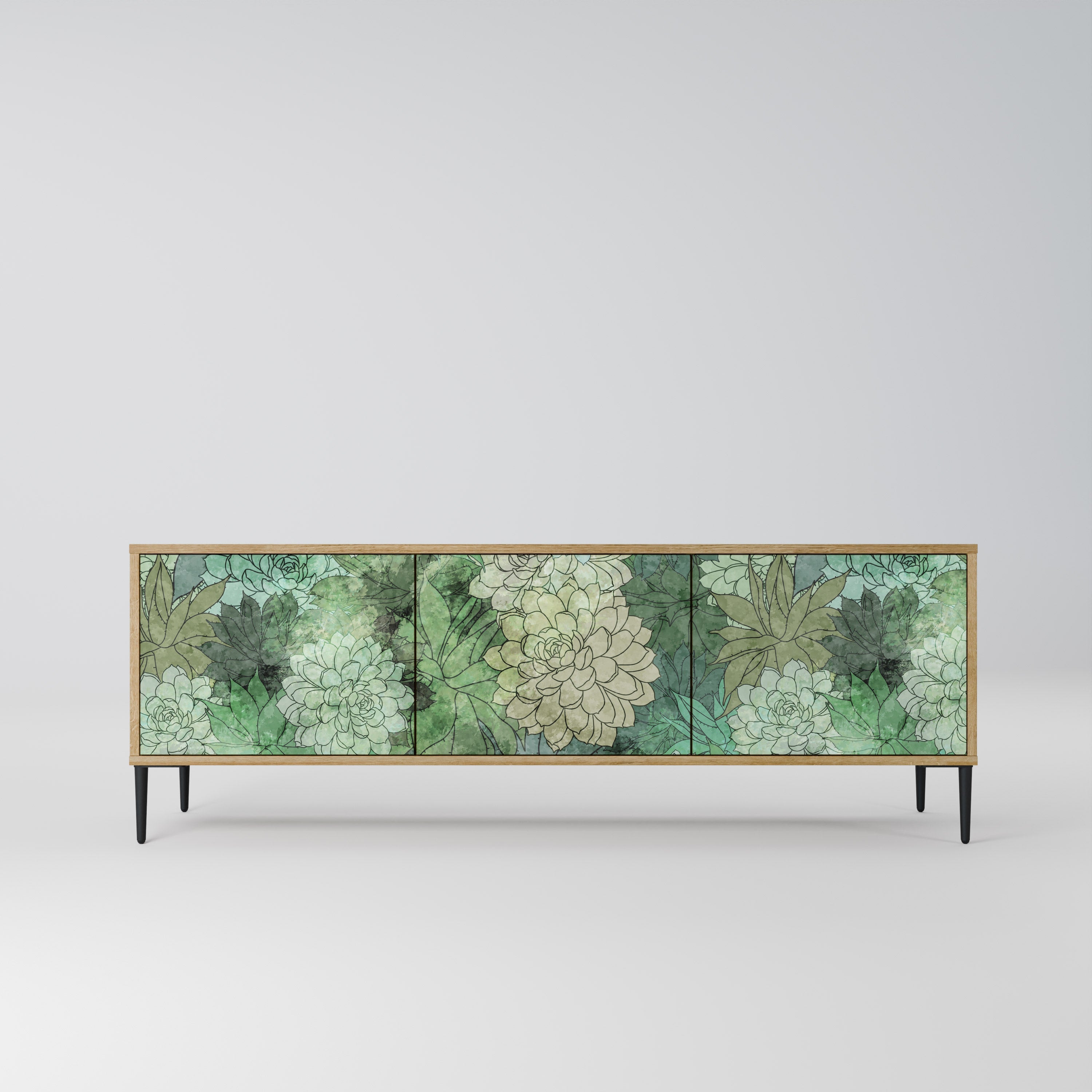 SUCCULENT CLUSTER TV-bänk med 3 dörrar i ekeffekt