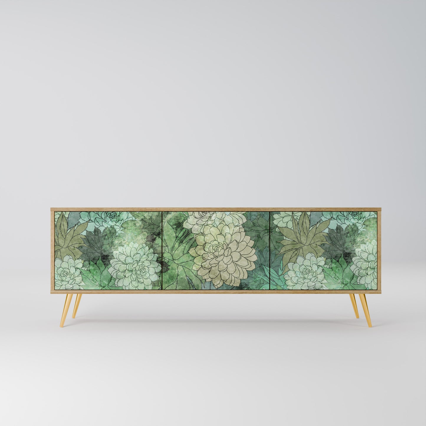 SUCCULENT CLUSTER TV-bänk med 3 dörrar i ekeffekt