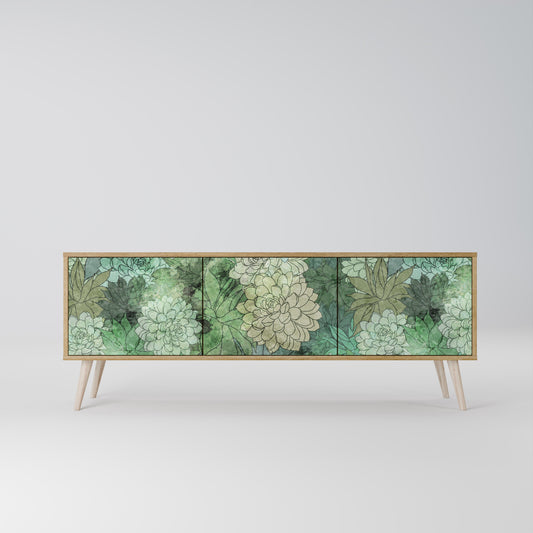 SUCCULENT CLUSTER TV-bänk med 3 dörrar i ekeffekt