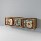 TIDLÖS FLORA TV-bänk med 3 dörrar i ekeffekt