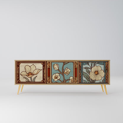 TIDLÖS FLORA TV-bänk med 3 dörrar i ekeffekt