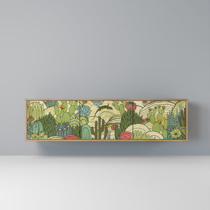 SUCCULENTS KALEIDOSCOPE TV-bänk med 3 dörrar i ekeffekt
