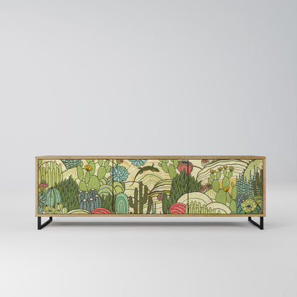 SUCCULENTS KALEIDOSCOPE TV-bänk med 3 dörrar i ekeffekt