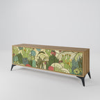 SUCCULENTS KALEIDOSCOPE 3-Door TV Stand in Oak Effect
