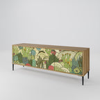 SUCCULENTS KALEIDOSCOPE 3-Door TV Stand in Oak Effect
