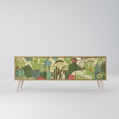 SUCCULENTS KALEIDOSCOPE TV-bänk med 3 dörrar i ekeffekt