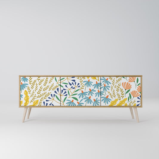 HELLO SPRING 3-Door TV Stand in Oak Effect