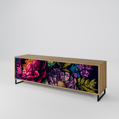 BLOOMING ELEGANCE TV-bänk med 3 dörrar i ekeffekt