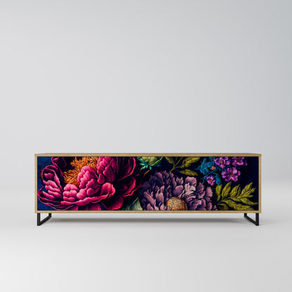 BLOOMING ELEGANCE TV-bänk med 3 dörrar i ekeffekt