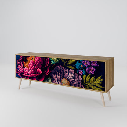 BLOOMING ELEGANCE TV-bänk med 3 dörrar i ekeffekt