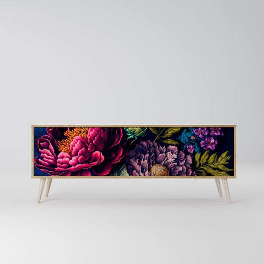 BLOOMING ELEGANCE TV-bänk med 3 dörrar i ekeffekt