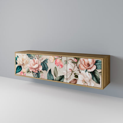 FLORAL GRACE TV-bänk med 3 dörrar i ekeffekt