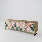 FLORAL GRACE 3-Door TV Stand in Oak Effect