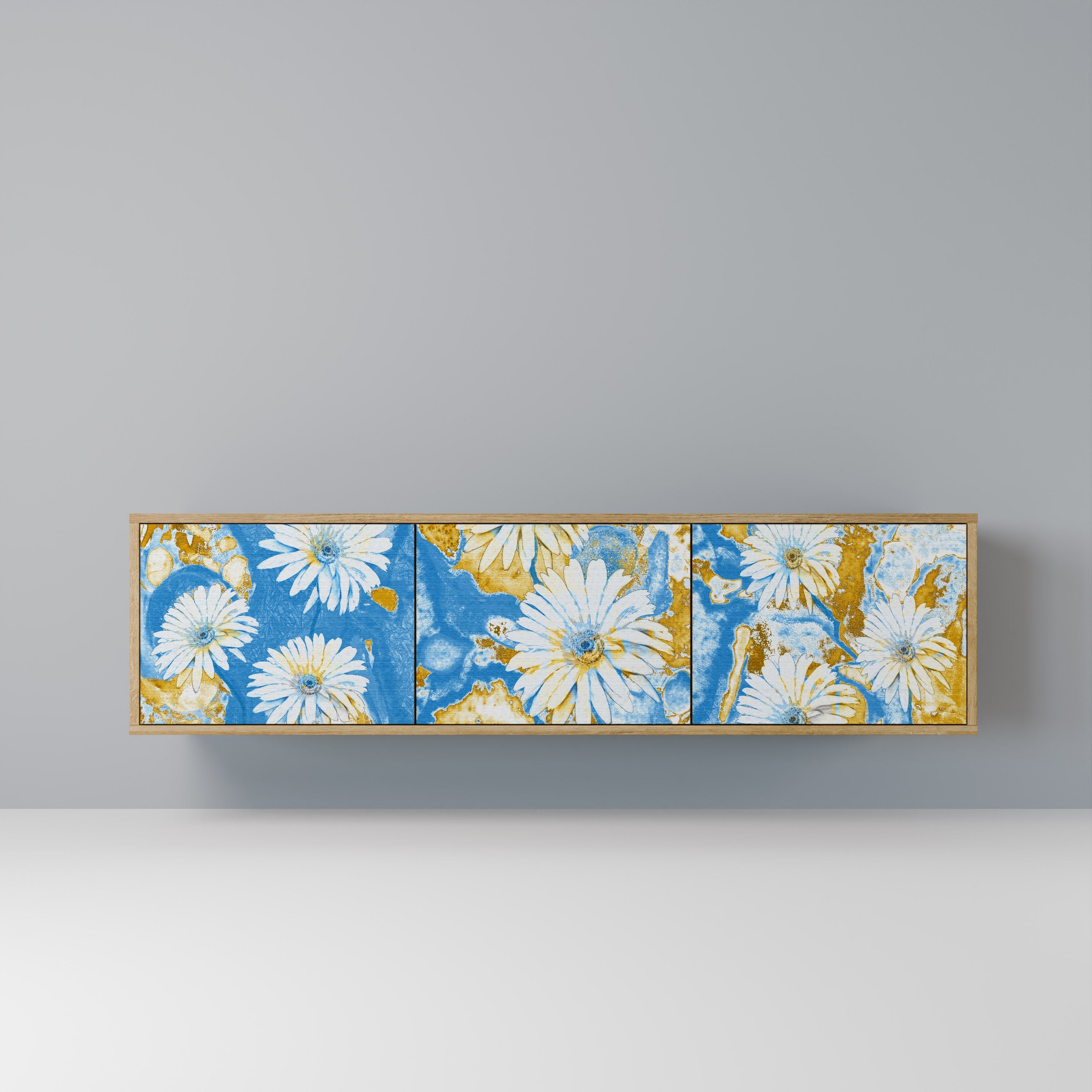 DAISY LUXE TV-bänk med 3 dörrar i ekeffekt