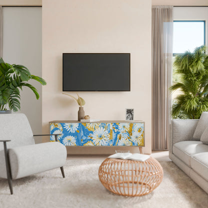 DAISY LUXE TV-bänk med 3 dörrar i ekeffekt