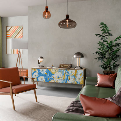 DAISY LUXE TV-bänk med 3 dörrar i ekeffekt