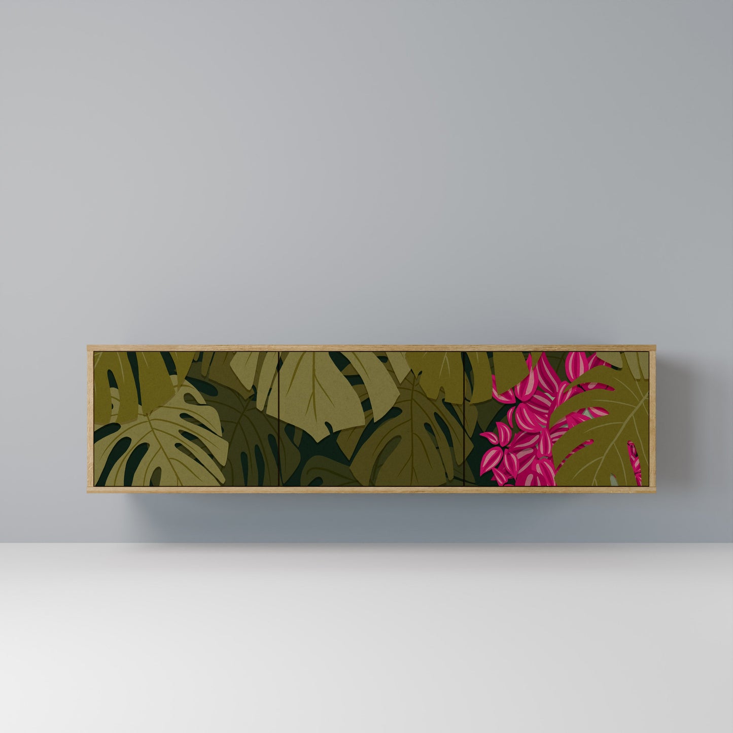 TROPICAL BEAUTY TV-bänk med 3 dörrar i ekeffekt