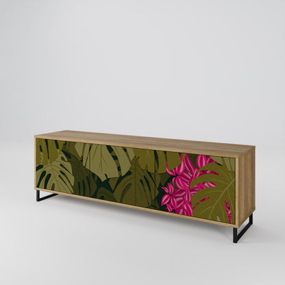 TROPICAL BEAUTY TV-bänk med 3 dörrar i ekeffekt