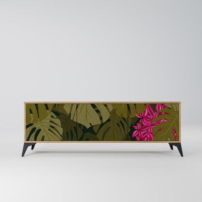 TROPICAL BEAUTY TV-bänk med 3 dörrar i ekeffekt