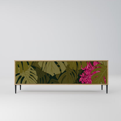 TROPICAL BEAUTY TV-bänk med 3 dörrar i ekeffekt
