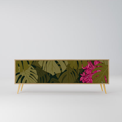 TROPICAL BEAUTY TV-bänk med 3 dörrar i ekeffekt