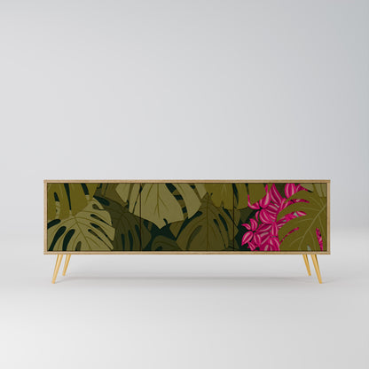 TROPICAL BEAUTY TV-bänk med 3 dörrar i ekeffekt