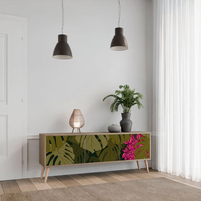 TROPICAL BEAUTY TV-bänk med 3 dörrar i ekeffekt