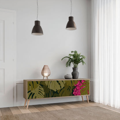 TROPICAL BEAUTY TV-bänk med 3 dörrar i ekeffekt