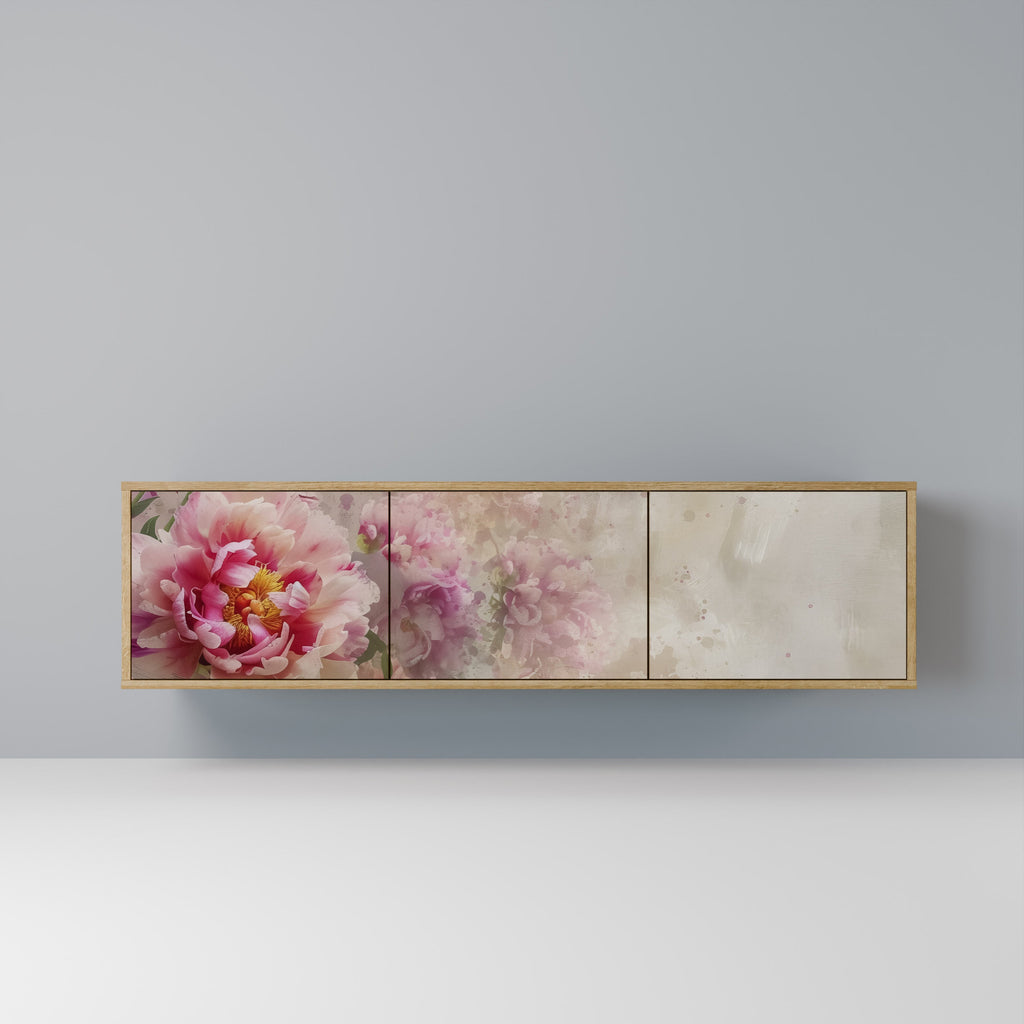 PEONY WHISPER TV-bänk med 3 dörrar i ekeffekt