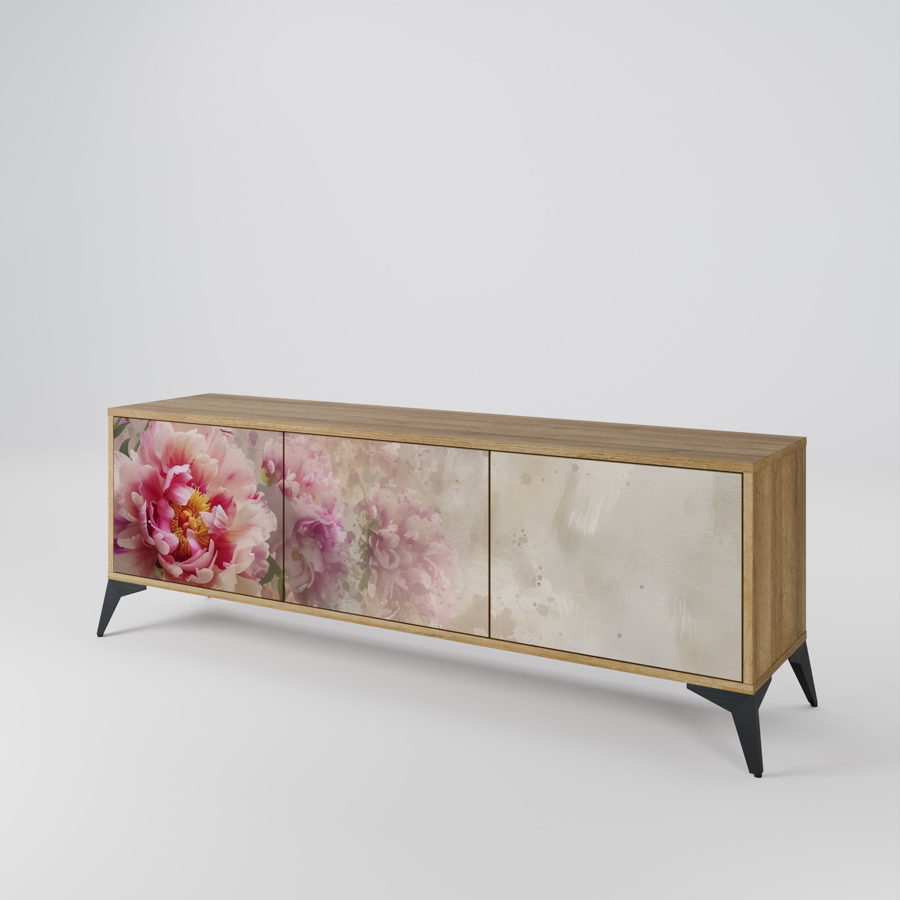 PEONY WHISPER TV-bänk med 3 dörrar i ekeffekt