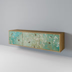 BLOOMING CHARM 3-Door TV Stand in Oak Effect